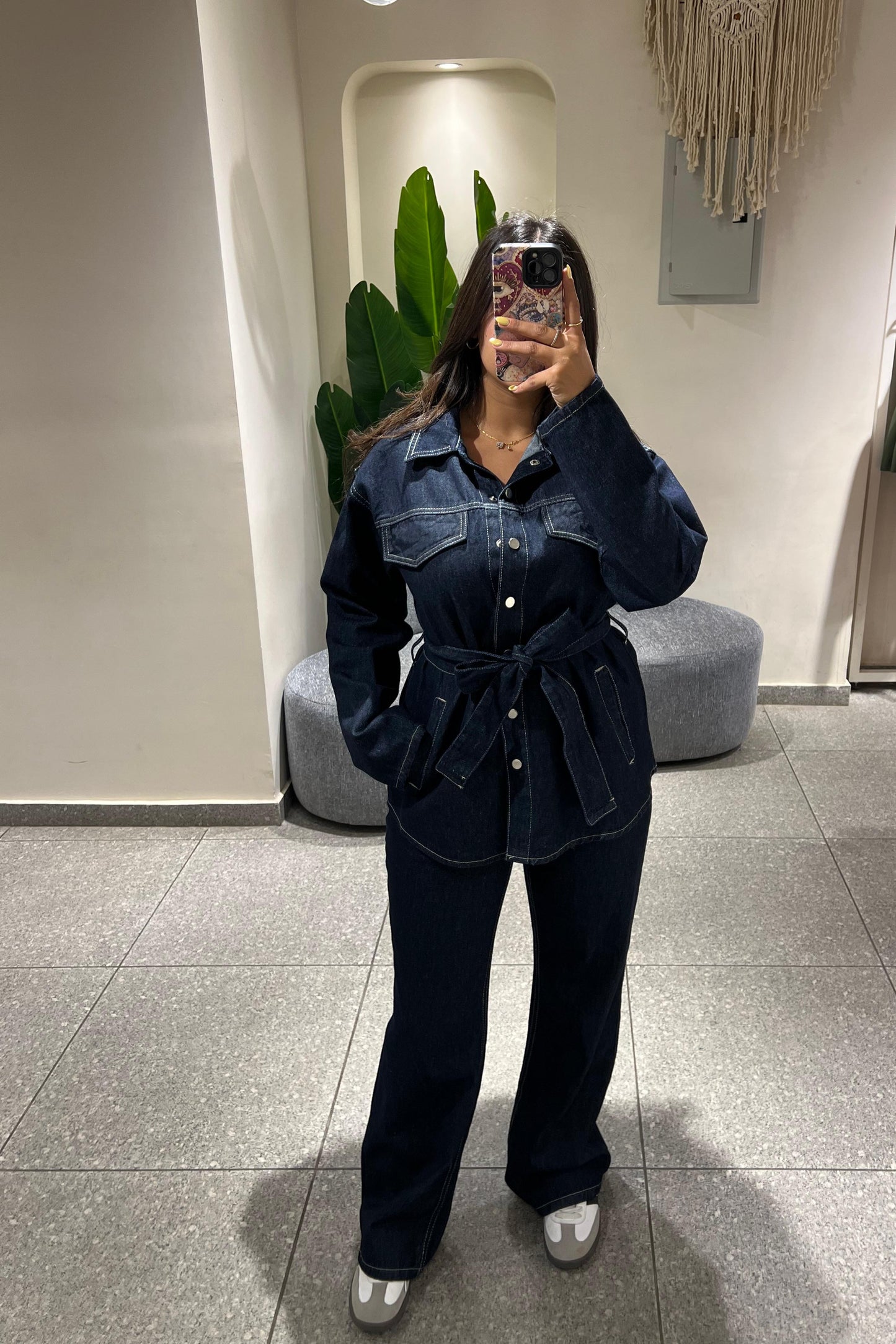 Navy denim set