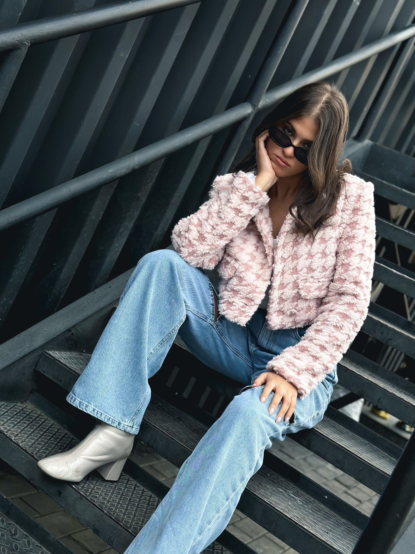 Fluffy cropped blazer