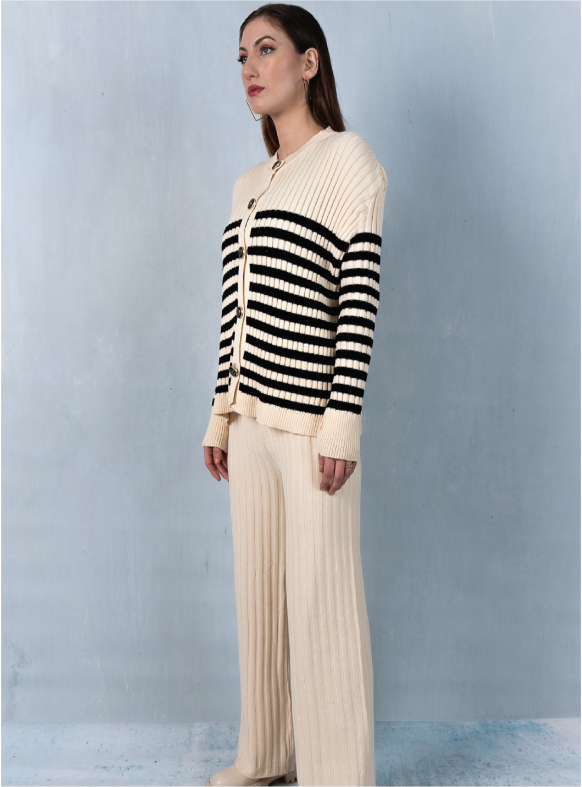 Striped knit set