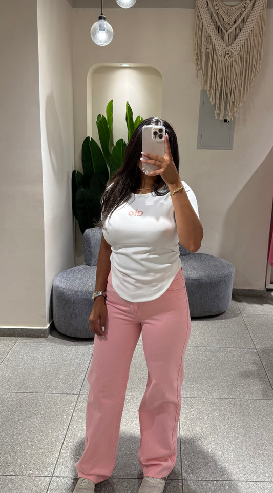 Wide-leg colored jeans