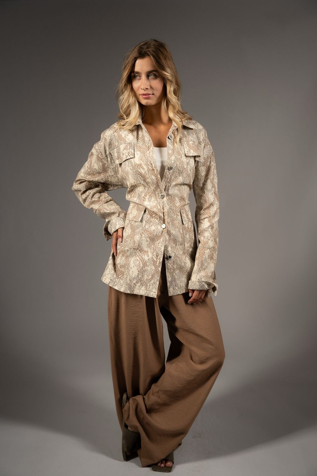 Printed gabardine jacket
