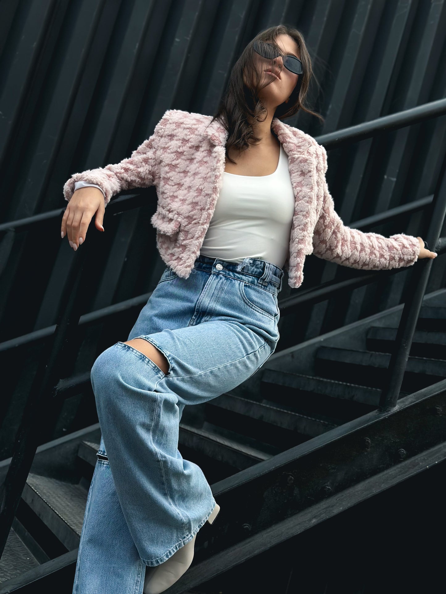 Fluffy cropped blazer