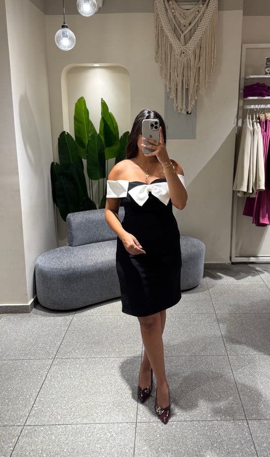 Ribbon off-shoulder dress