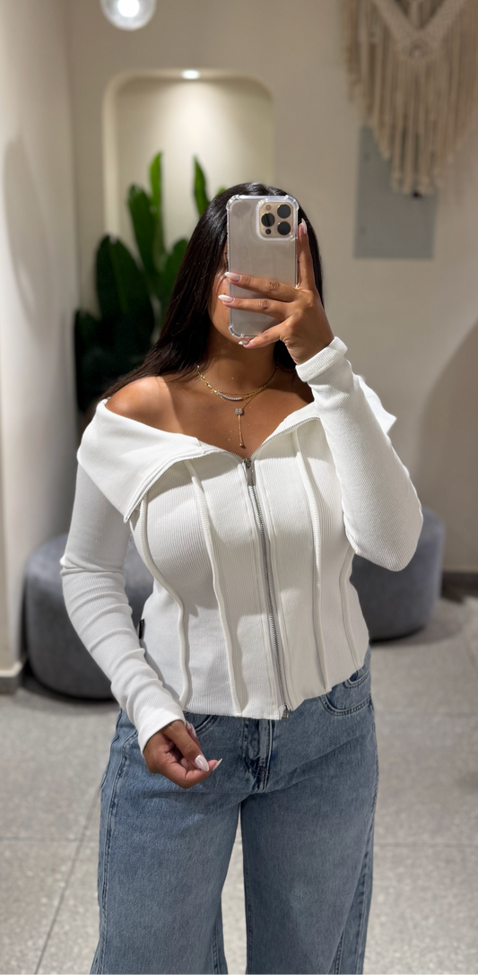 Ribbed off-shoulder top