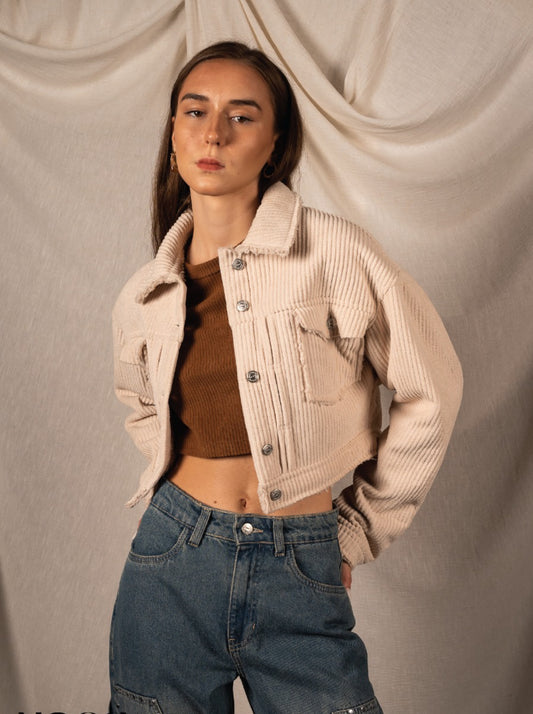 Cropped ribbed jacket