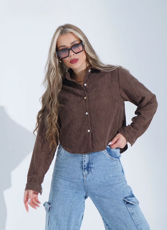 Cropped velvet shirt