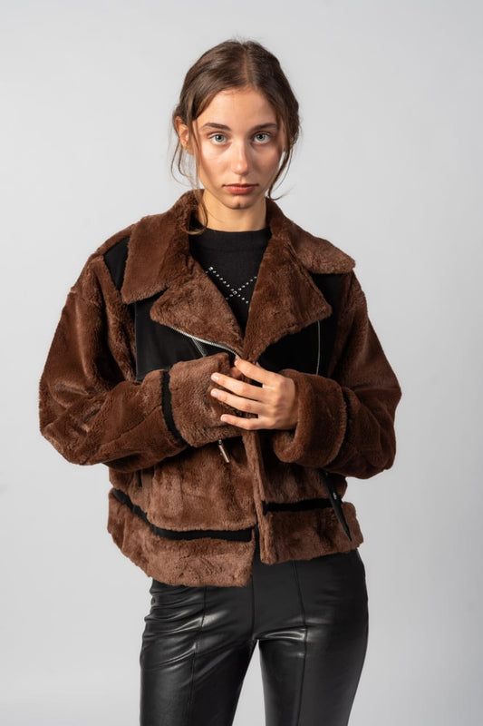 Fur mid-length jacket