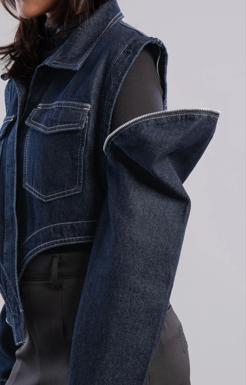 Asymmetric denim jacket