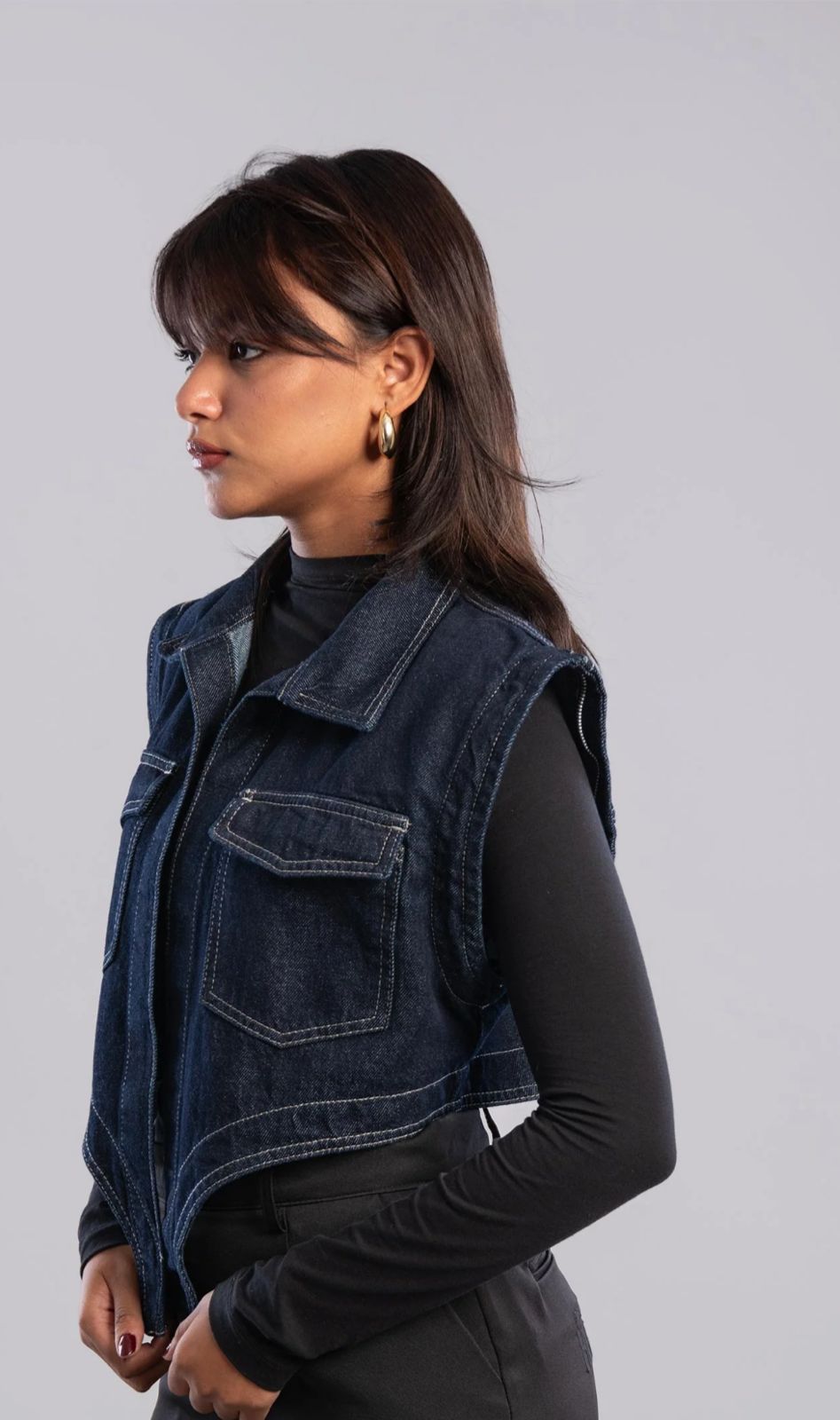 Asymmetric denim jacket