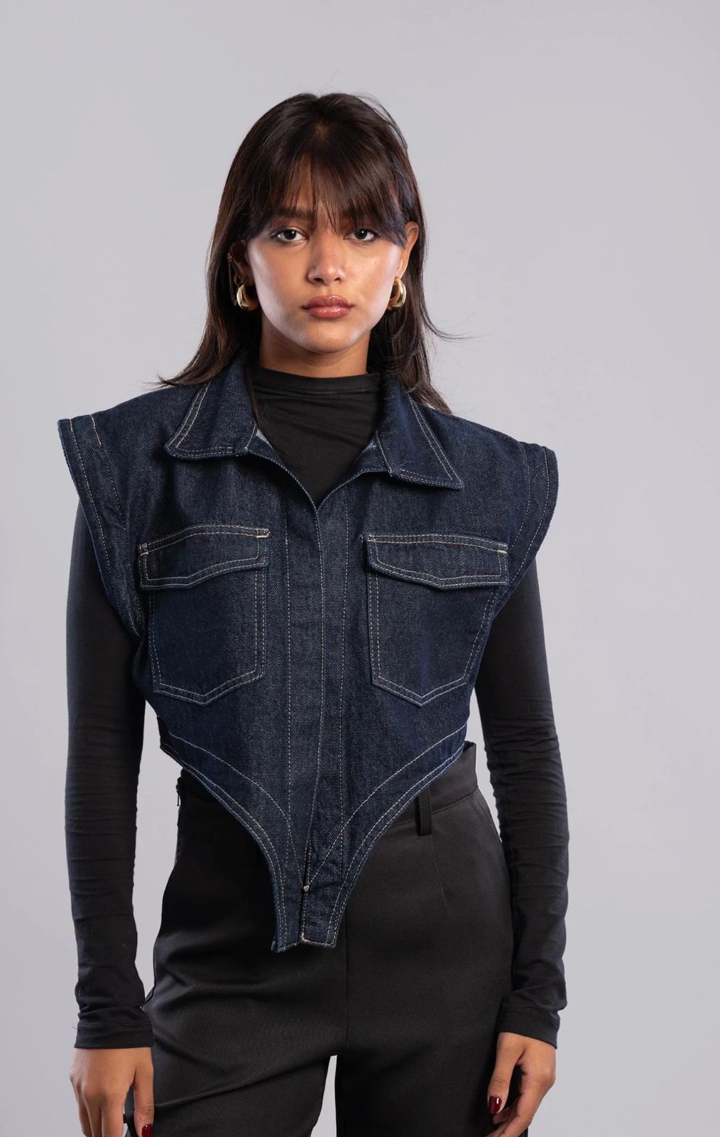 Asymmetric denim jacket