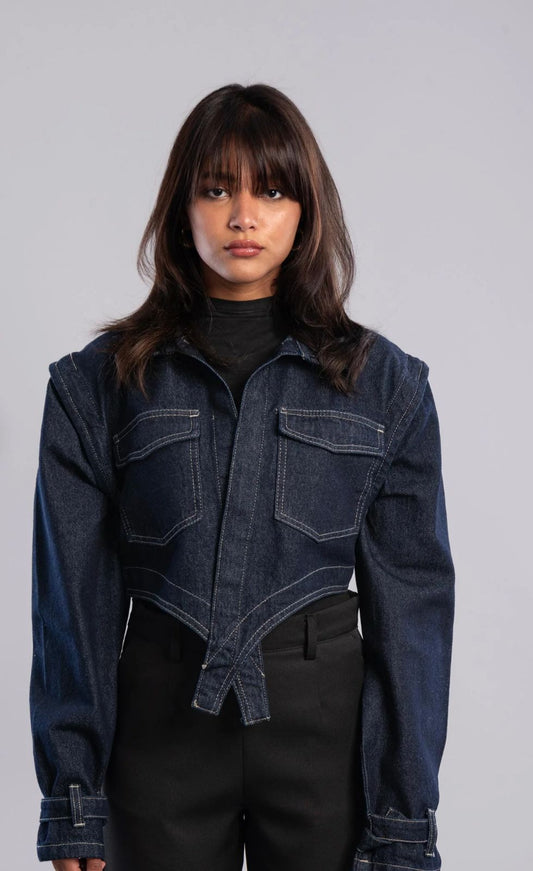 Asymmetric denim jacket