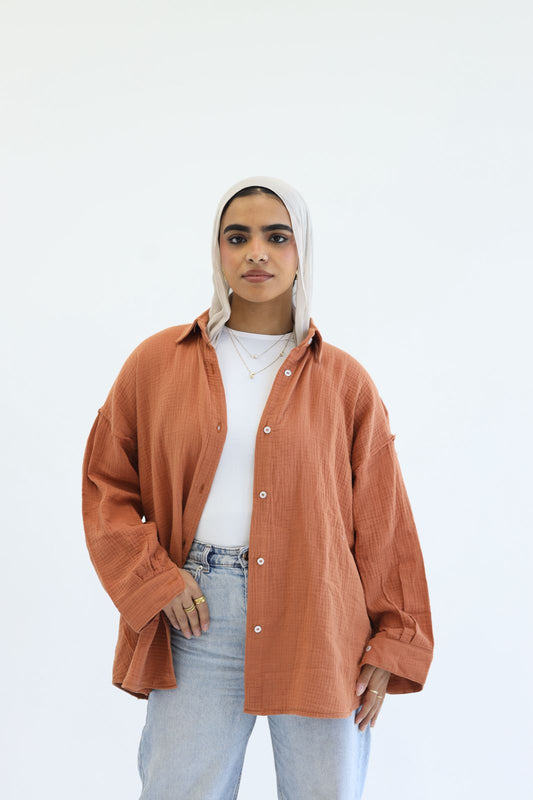 Cotton shirt with elbow details