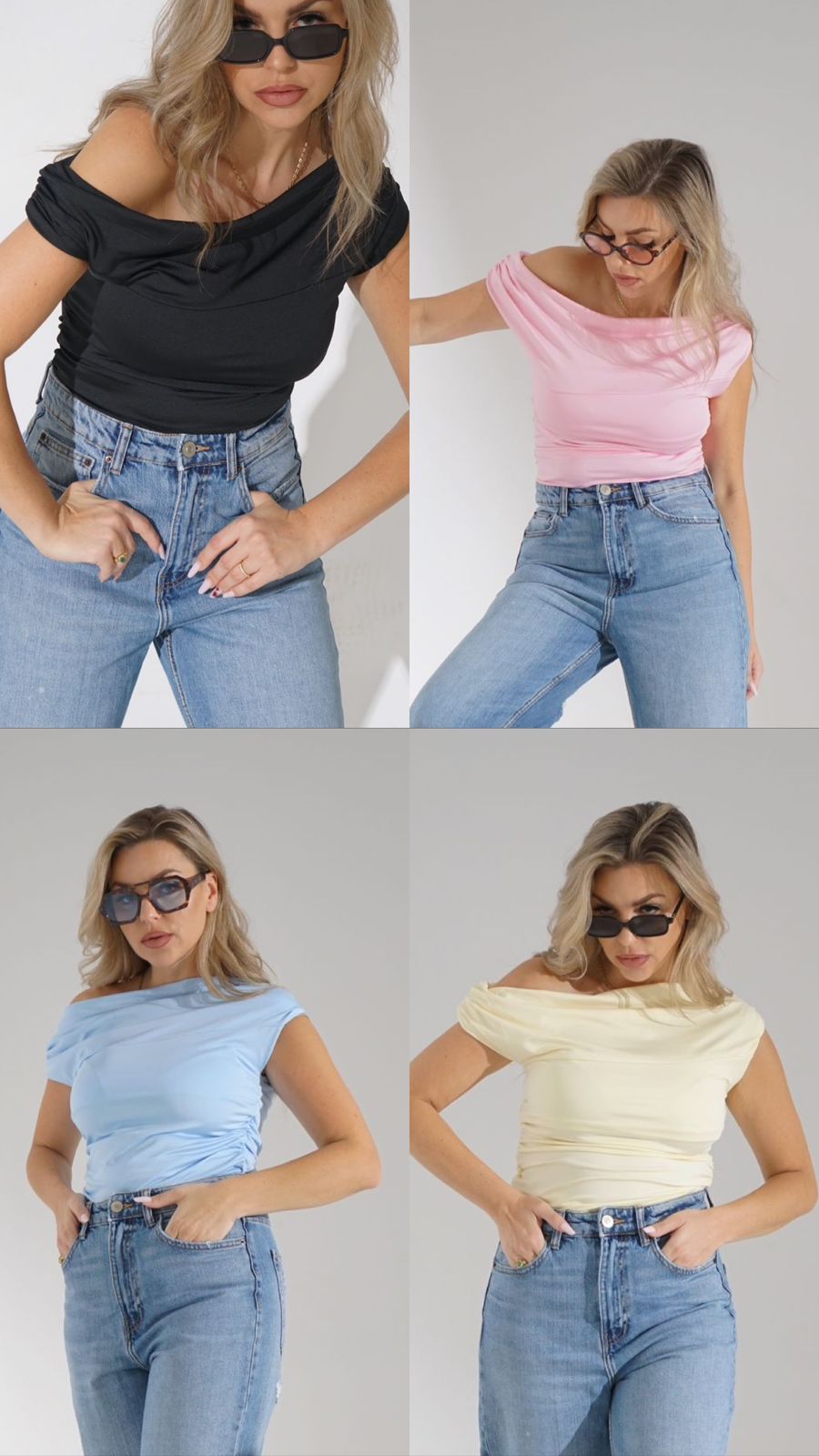 Off-shoulder draped top