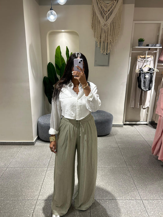 Cropped linen shirt