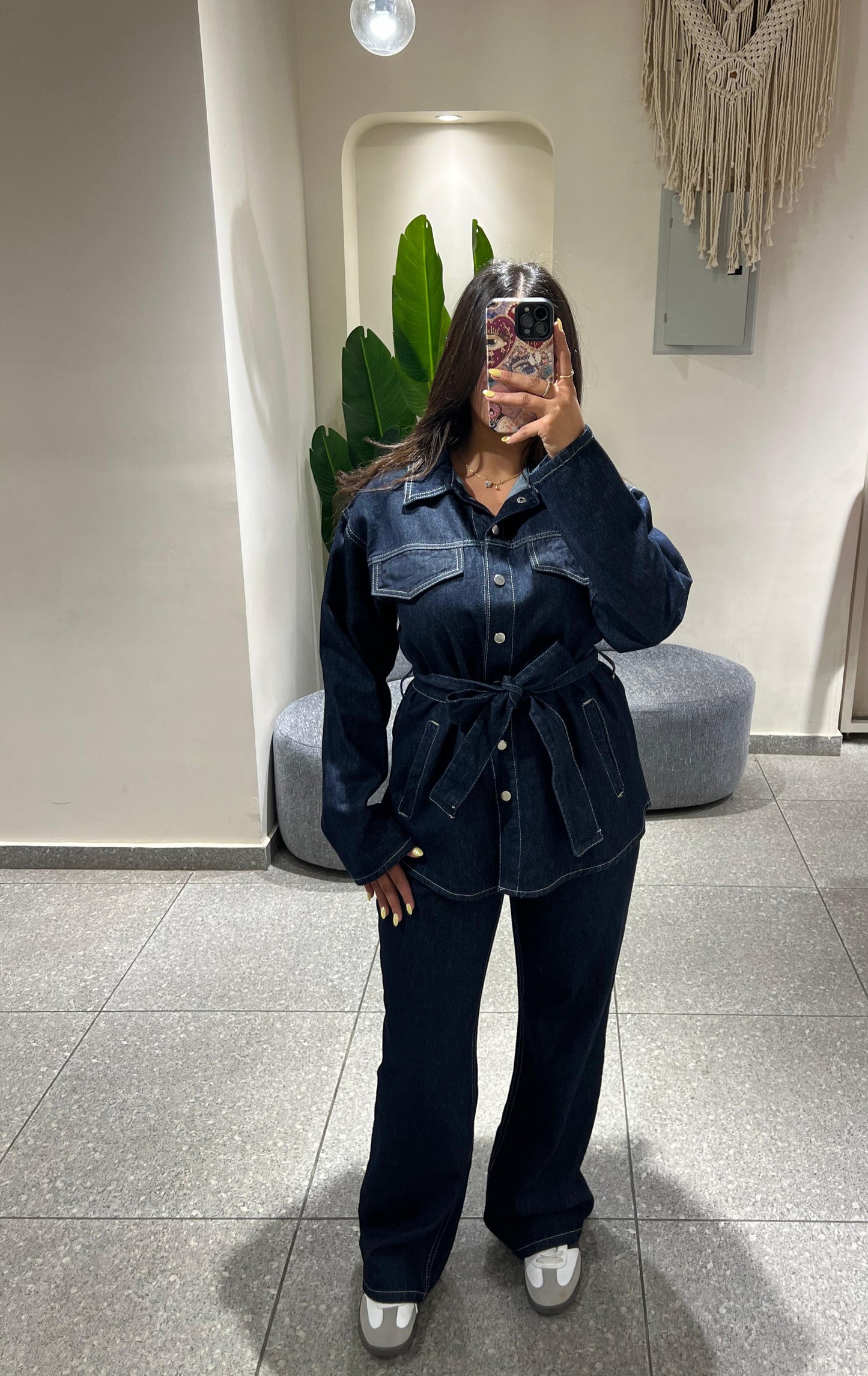Navy denim set