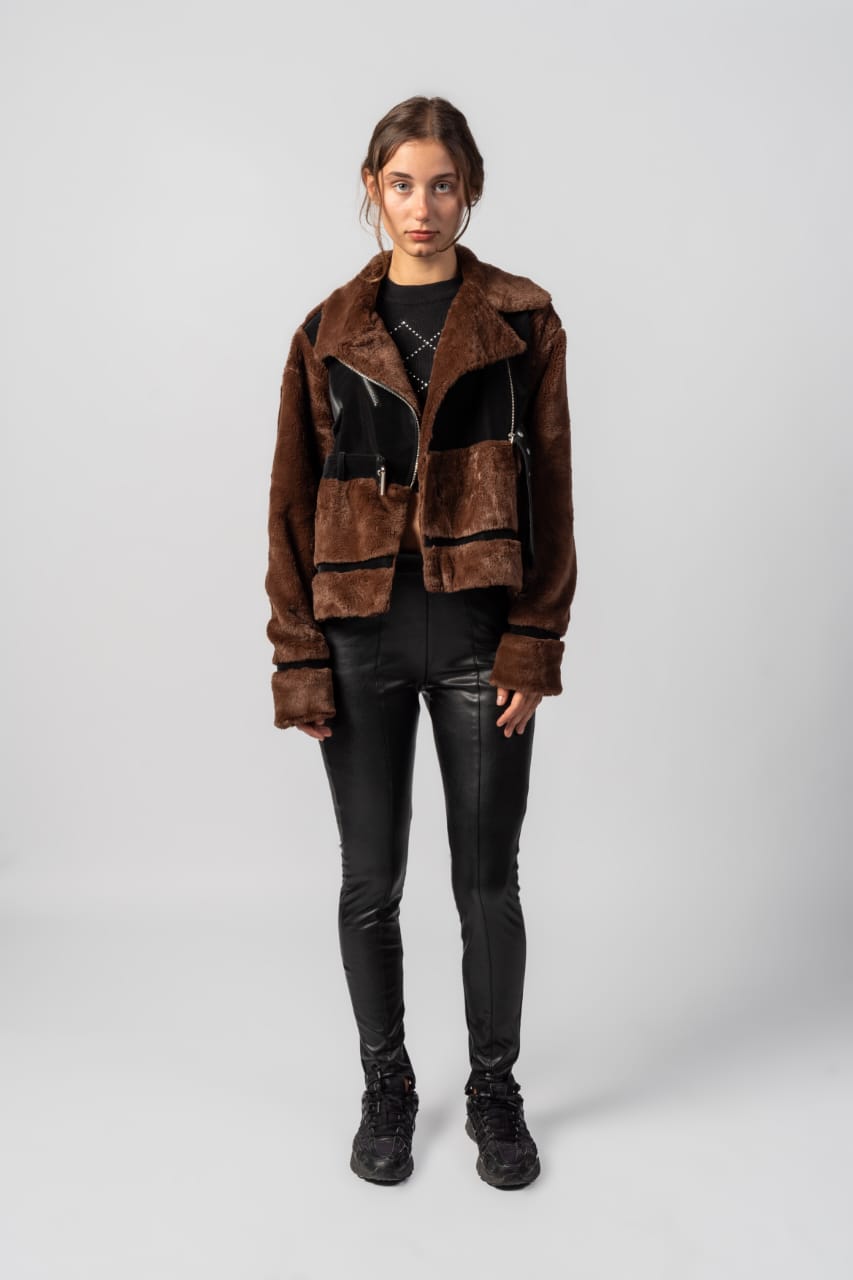 Fur mid-length jacket