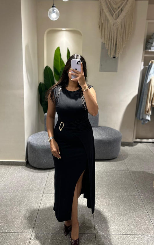 Draped dress with a slit